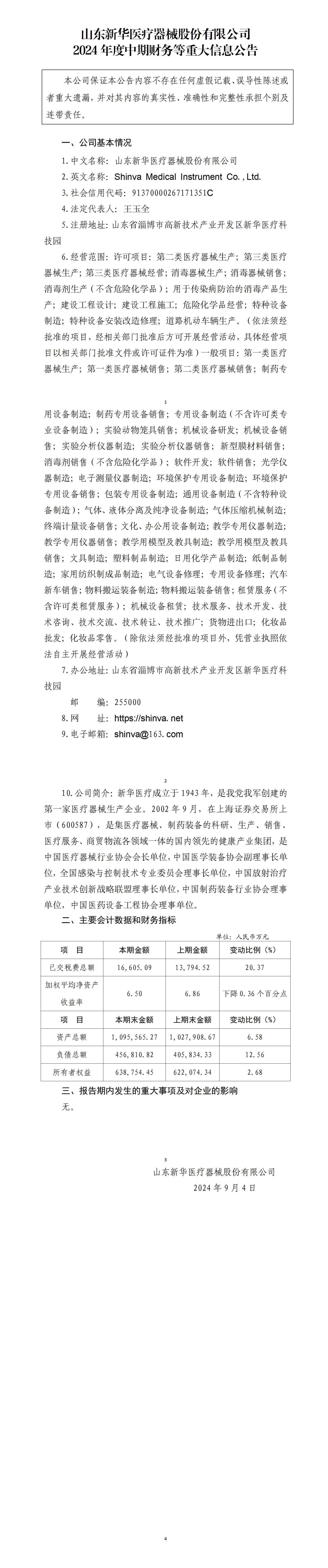 山东Ag旗舰厅官网器械股份有限公司2024年度中期财务等重大信息公告_01.jpg